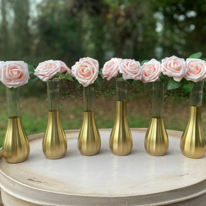 Gold Bud Vases, Set of 6, Gold Dipped Bud Vases, Gold Vases, Bud Vase, Wedding Centerpiece, Bridal Shower, Floral Centerpiece, Floral Decor image 4