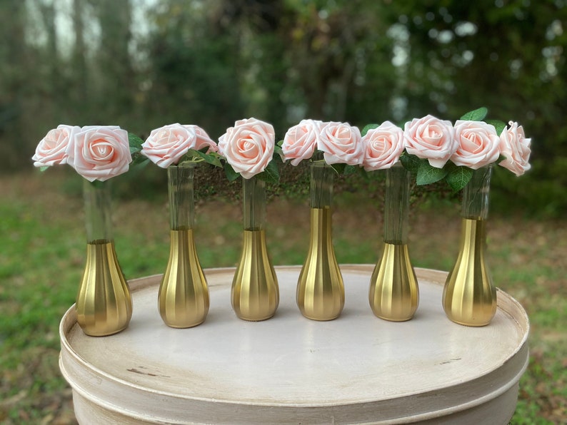 Gold Bud Vases Set of 6 Gold Dipped Bud Vases Gold Vases Etsy