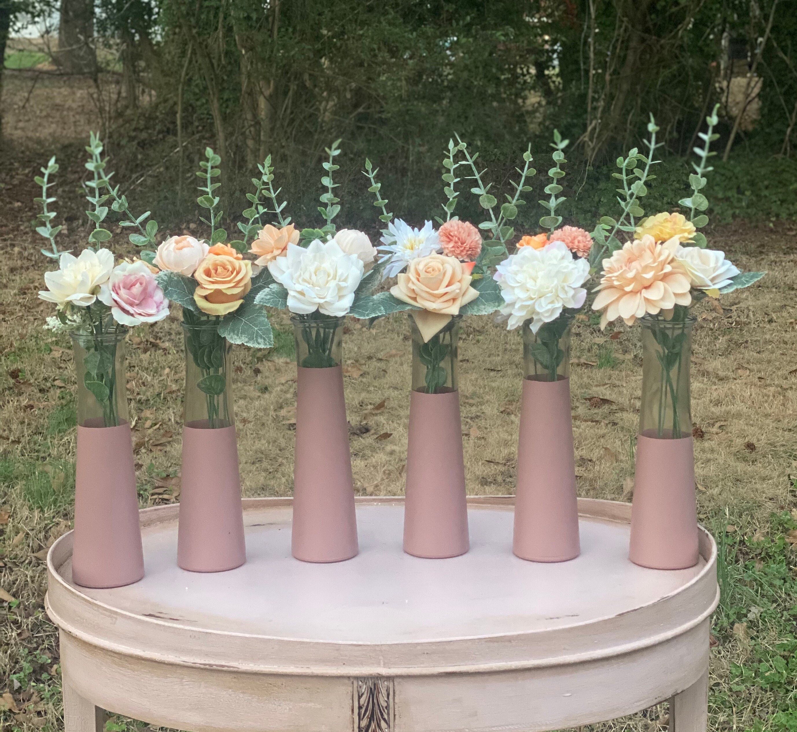 Blush Bud Vases Set of 6 Dipped Blush Vases Bud Vase Pink Etsy