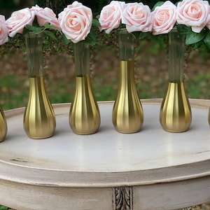 Gold Bud Vases, Set of 6, Gold Dipped Bud Vases, Gold Vases, Bud Vase, Wedding Centerpiece, Bridal Shower, Floral Centerpiece, Floral Decor image 2