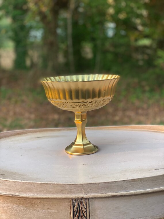 Gold Compote Bowl Gold Pedestal Vase Wedding Centerpiece Etsy