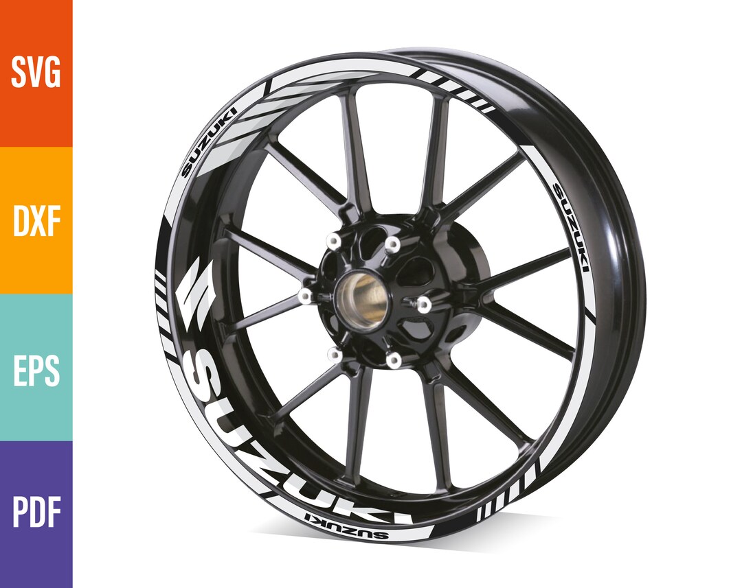 Digital Vector Svg, Dxf, Eps, Pdf. Wheel Rim Moto Suzuki Silhouette ...