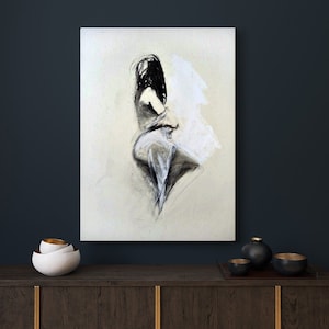 Black And White Woman Art Print Charcoal Pencil Art Sketch Sensual Woman Art Romantic Pencil Art handmade Alina Louka Art