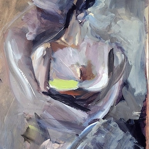 Man and Woman Art Print Sensual Lovers Embrace Painting Abstract Couple 39x20 Art handmade Alina Louka Art