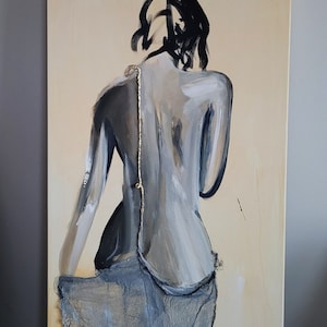 Woman Art Print On Paper Female Figure  Golden Large Wall Art  Art 39x27  Alina Louka Art