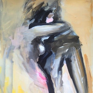 Original Lovers Painting On Paper Pastel Palette Couple Art Man Woman Embrace 20x27.5 inches Alina Louka Art