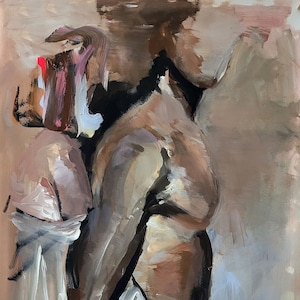 Man And Woman Painting Lovers Embrace Art Print Couple Art Large Male Female Art Original Alina Louka Art