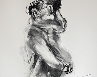 【専用】木炭画 裸婦 デッサン 木炭紙判 約500×650mm 立ちポーズ 裸婦木炭デッサン 木炭紙 F6 N4-1 - メルカリ