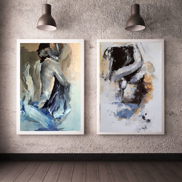 Set von zwei Lovers Art Prints Sensual Set Custom Set Paar Art 58x70cm Alina Louka Art