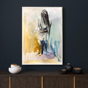 Original Female Figure Sketch: Charcoal, Acrylic, Pastel (50x72cm)