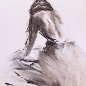 Frau Zeichnung Frau Skizze Frau Figur Kohle Kunstdruck Feminine Art handmade Alina Louka Art