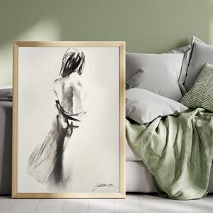 Female Figure Sketch Charcoal Pencil Woman Art Minimalist Woman Sketch Black And White Charcoal Art Alina Louka Art