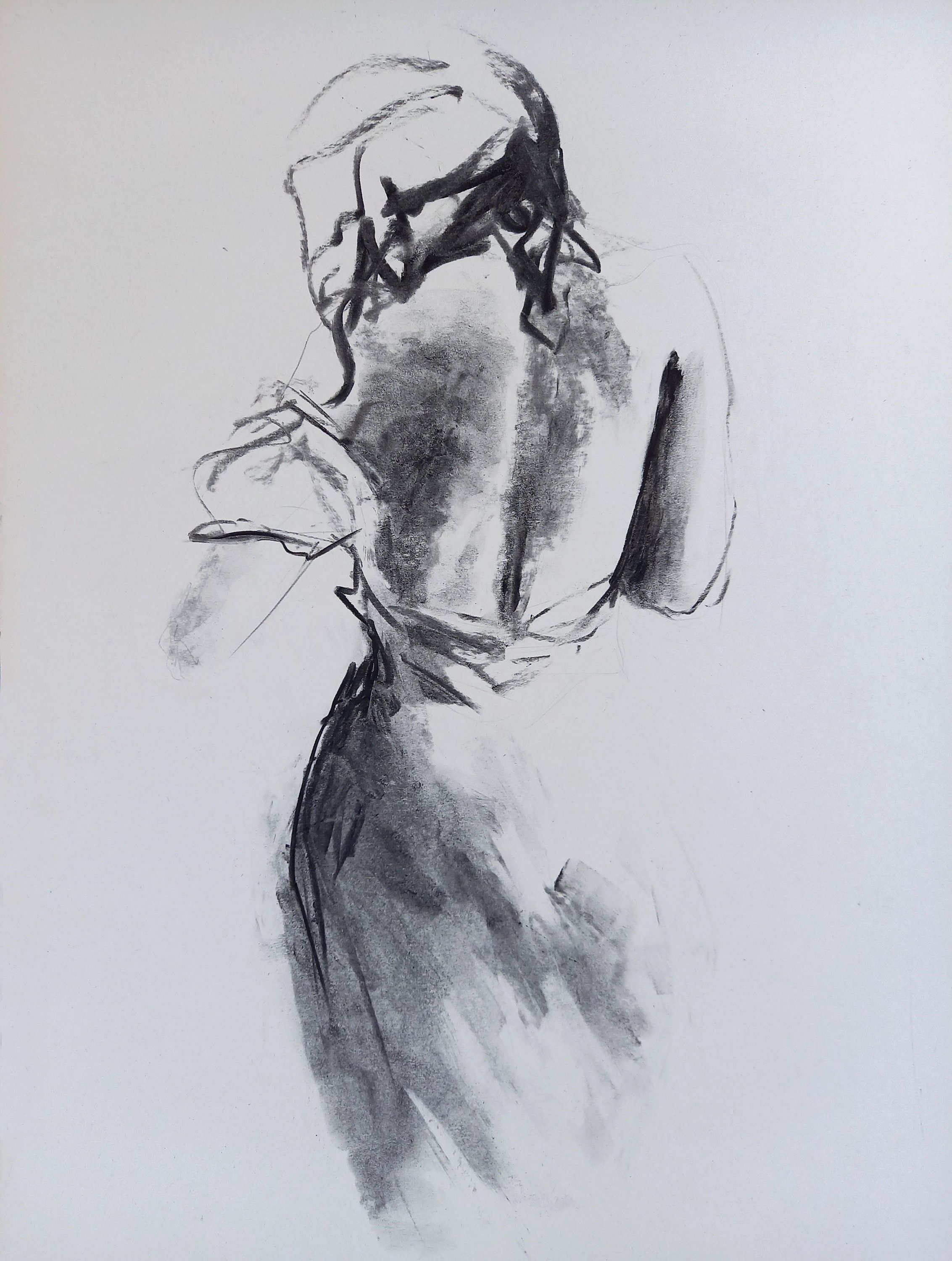 Woman Art Print Charcoal Drawing of Woman Pencil Art Nude Back - Etsy