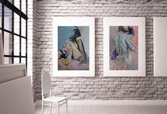 Set of Prints Man and Woman Painting Couple Art Lovers Art | Etsy