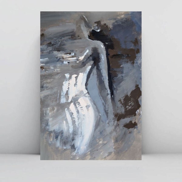 Femme Peinture Gris Blanc Femme Figure Esquisse Abstrait Femme Art Imprimer Abstrait Femme Alina Louka Art