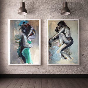 Weiblich Weiblich Kunst Set sinnlich Paar Kunst Skizze Feminine Wand Kunst handmade Alina Louka Art