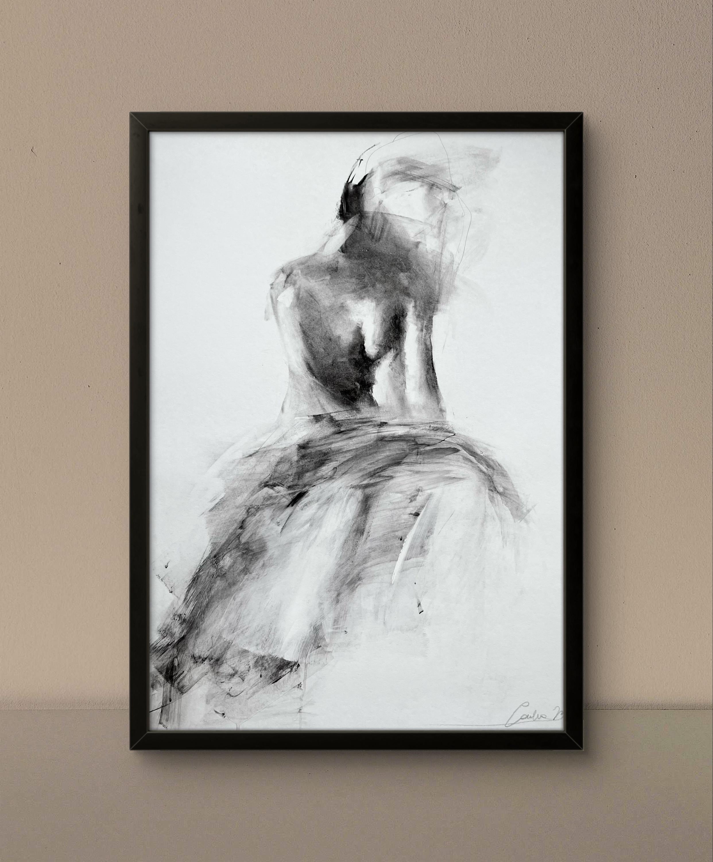 官能的な女性のスケッチ ウィマン木炭アート ロマンチックな女性