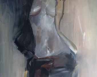 Woman Painting Female Painting Original Canvas Painting Sensual Pose Female Figure Painting On Canvas 47x23 inches handmade AlinaLouka