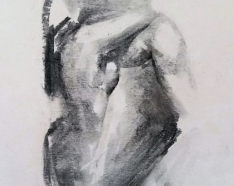 Man Woman Art Print Charcoal Pencil Art Sketch Lovers Black And White Sketch handmade Alina Louka Art
