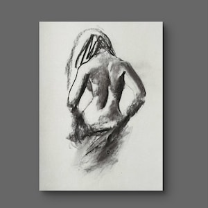 Charcoal Sketch of Woman Romantic Female Figure Drawing Bedroom Feminine Art Idea Alina Louka Art