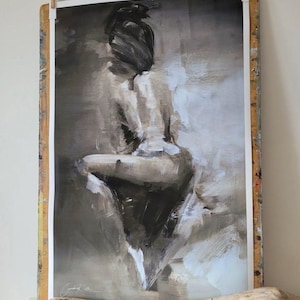 Lovers Art large Bedroom Art Sensual Couple Art Baby Blue Romantic Art 23x36 inches handmade AlinaLoukaArt