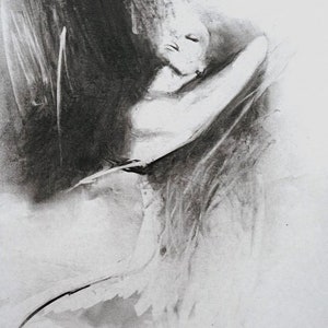 Woman Art Charcoal Art Sensual Female Figure Drawing Black And White Art Print 12x16 inches handmade Alina Louka Art