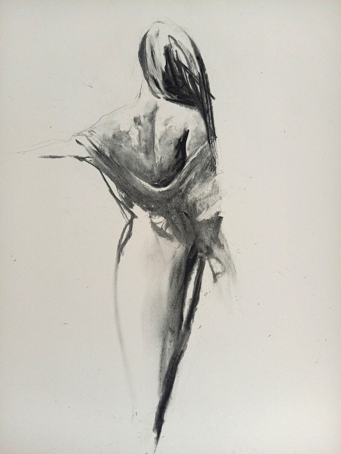 Woman Charcoal Art Print Sensual Female Figure Sketch Black And White Wall Art Woman Drawing handmade Alina Louka Art