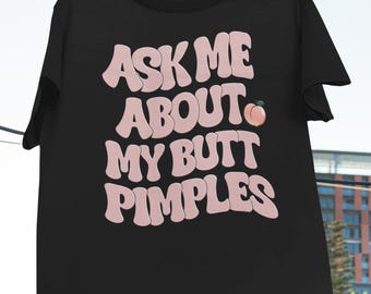 Gênante kont puistjes vintage T-shirt, grappig ongepast shirt, shirt voor volwassen humor, humor grap shirts, gênant shirt