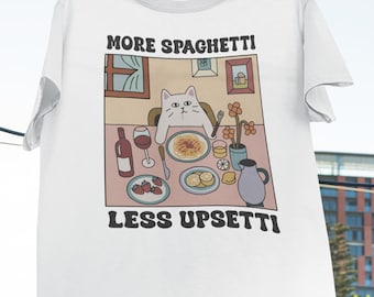More Spaghetti Less Upsetti Vintage T-Shirt, Funny Saying Shirt, Cat Spaghetti Shirt, Funny Food Shirt, Spaghetti Italia, Trendy Pasta shirt
