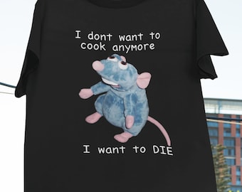 Remy Rat I Don’t Want To Cook Anymore I Want To Die Vintage T-Shirt, Rat Meme Shirt, Depression Meme Shirt, Mental Health Meme Shirt