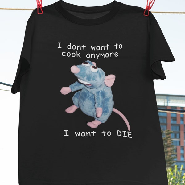 Remy Rat I Don’t Want To Cook Anymore I Want To Die Vintage T-Shirt, Rat Meme Shirt, Depression Meme Shirt, Mental Health Meme Shirt