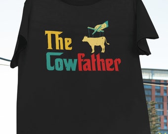 Vintage The Cowfather Funny Happy Father's Day Family Cow Farmer T-Shirt, Funny Cow Shirt, The Cowfather Parody, Cow Dad Shirt, Father's Day