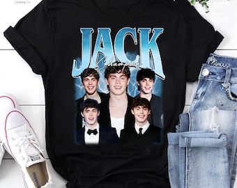 Jack Champion Vintage T-shirt, Ethan Landry-tröja, Jack Champion fantröja, Britain Dalton-tröja, Retro Y2K-tröja med bootlegmotiv