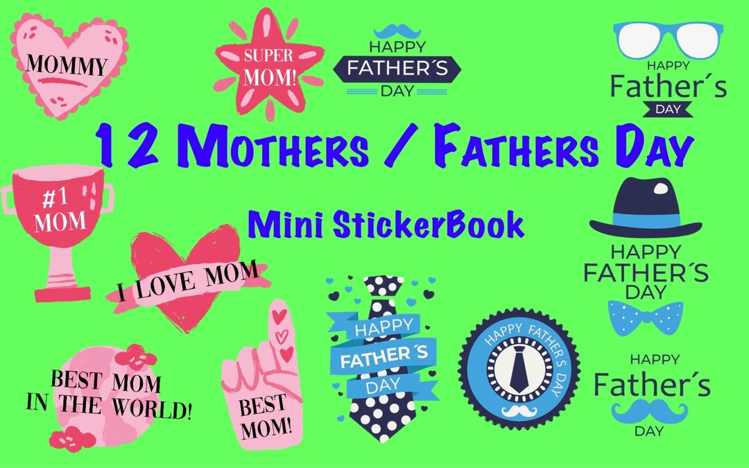 12 Mother / Father Day Digital Sticker Mini Pack, Precropped Goodnotes, Notability, Pngs