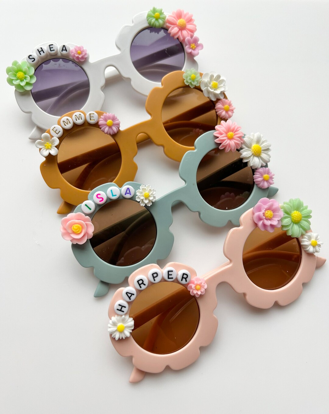 Personalized Flower Sunglasses for Kids Flower Sunglasses Etsy