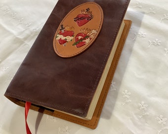 1962 (Latin Mass) Roman Missal Cover, 100% leather, royal blue, Holy Family Hearts design