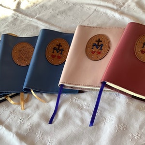 Leather Magnificat cover, regular size, Marian image