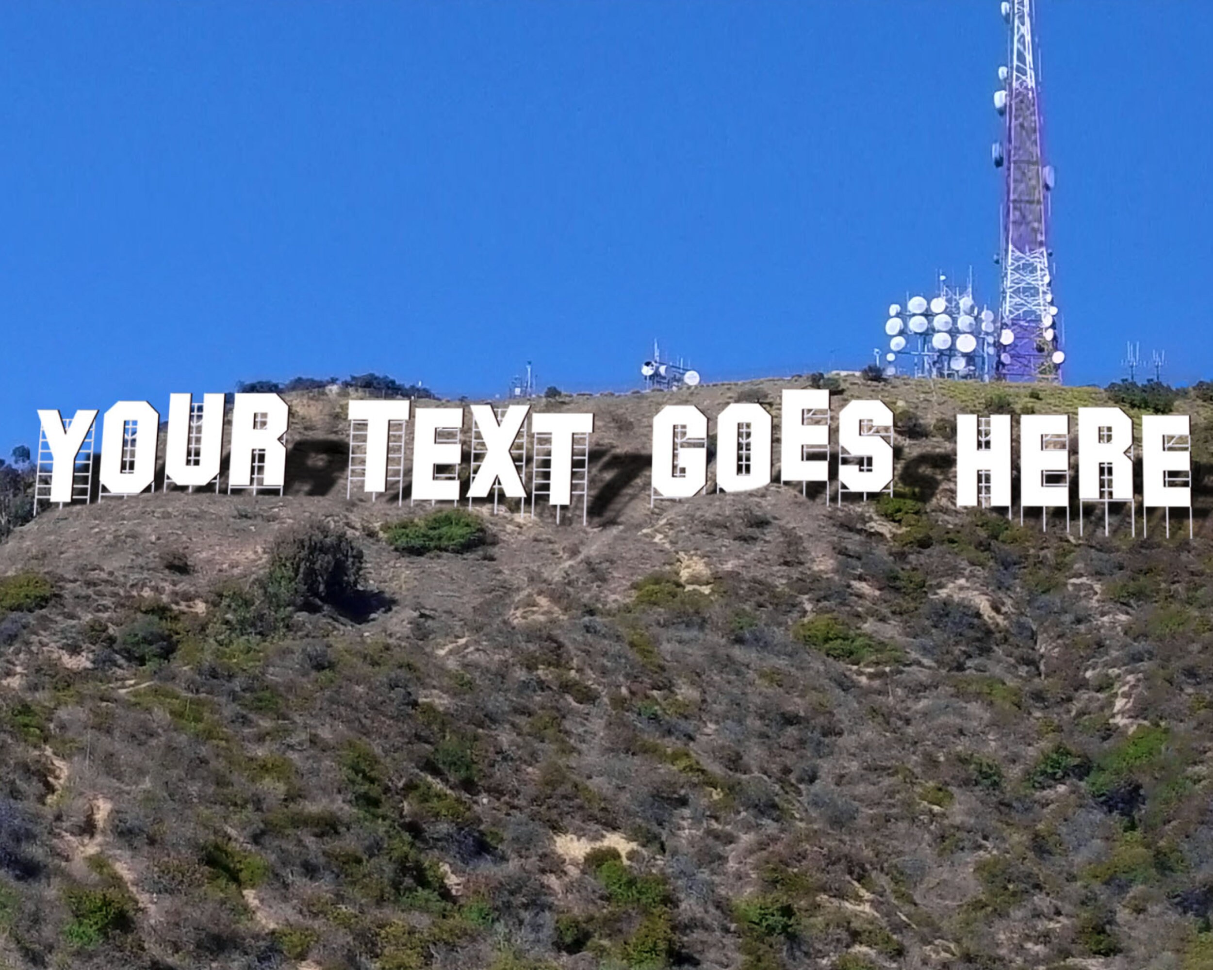 Hollywood Sign Custom Poster, Personalized Hollywood Sign Text, Custom ...