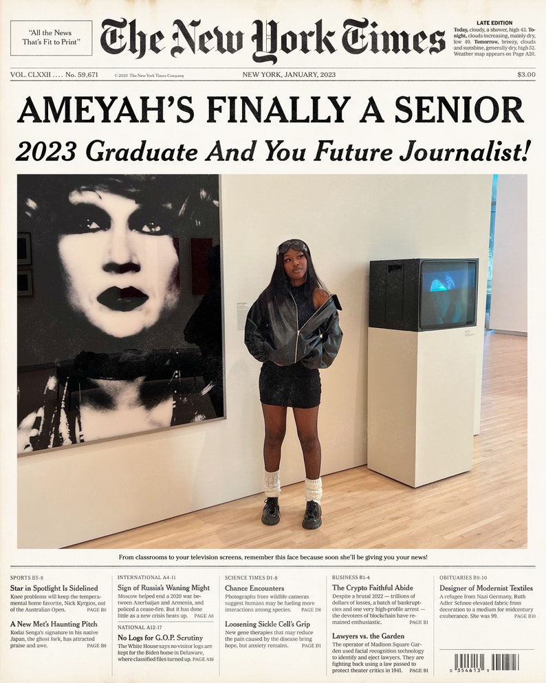 Custom New York Times Newspaper New York Times Front Page Etsy