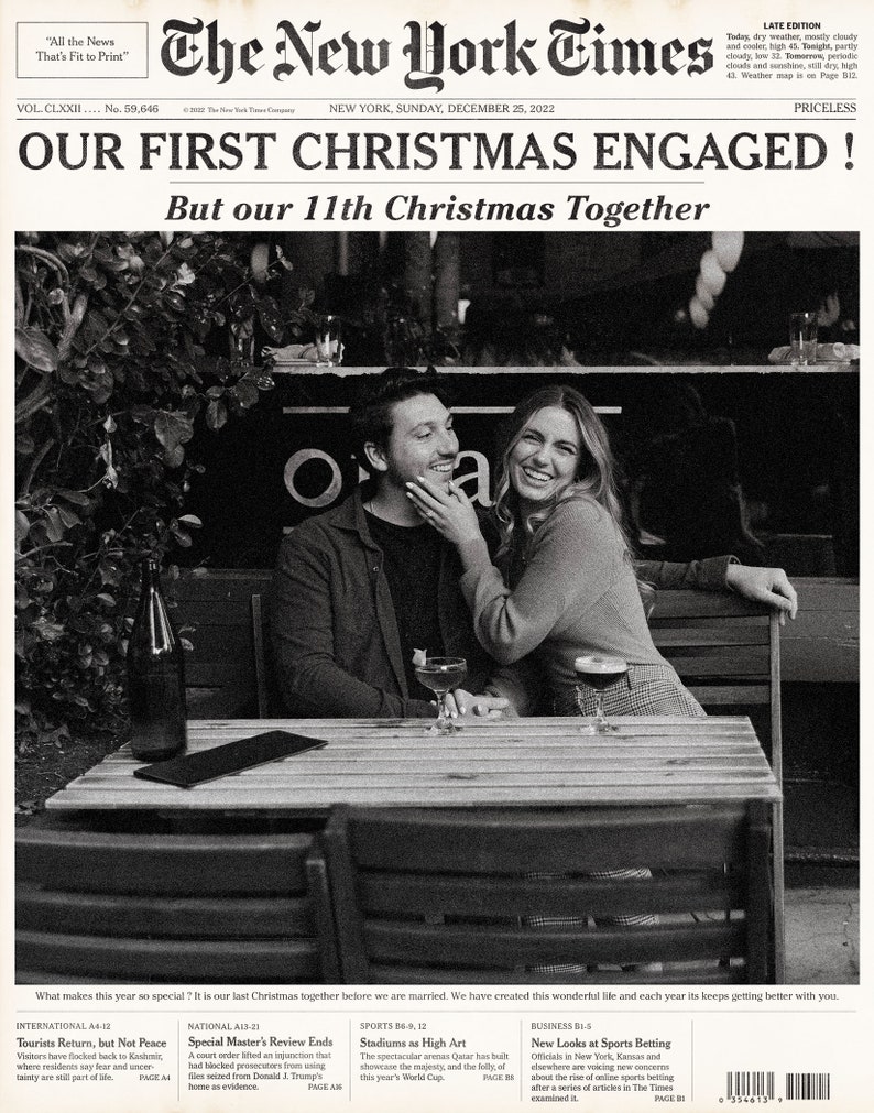 Custom New York Times Newspaper New York Times Front Page Etsy