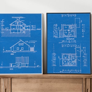 Custom Home Blueprint, Custom Floor Plan Blueprint, Custom Blueprint Art, Home Building Gift, Custom House Sketch, Building Home Poster Art