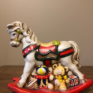 Vintage Rocking Horse & Toys Bank