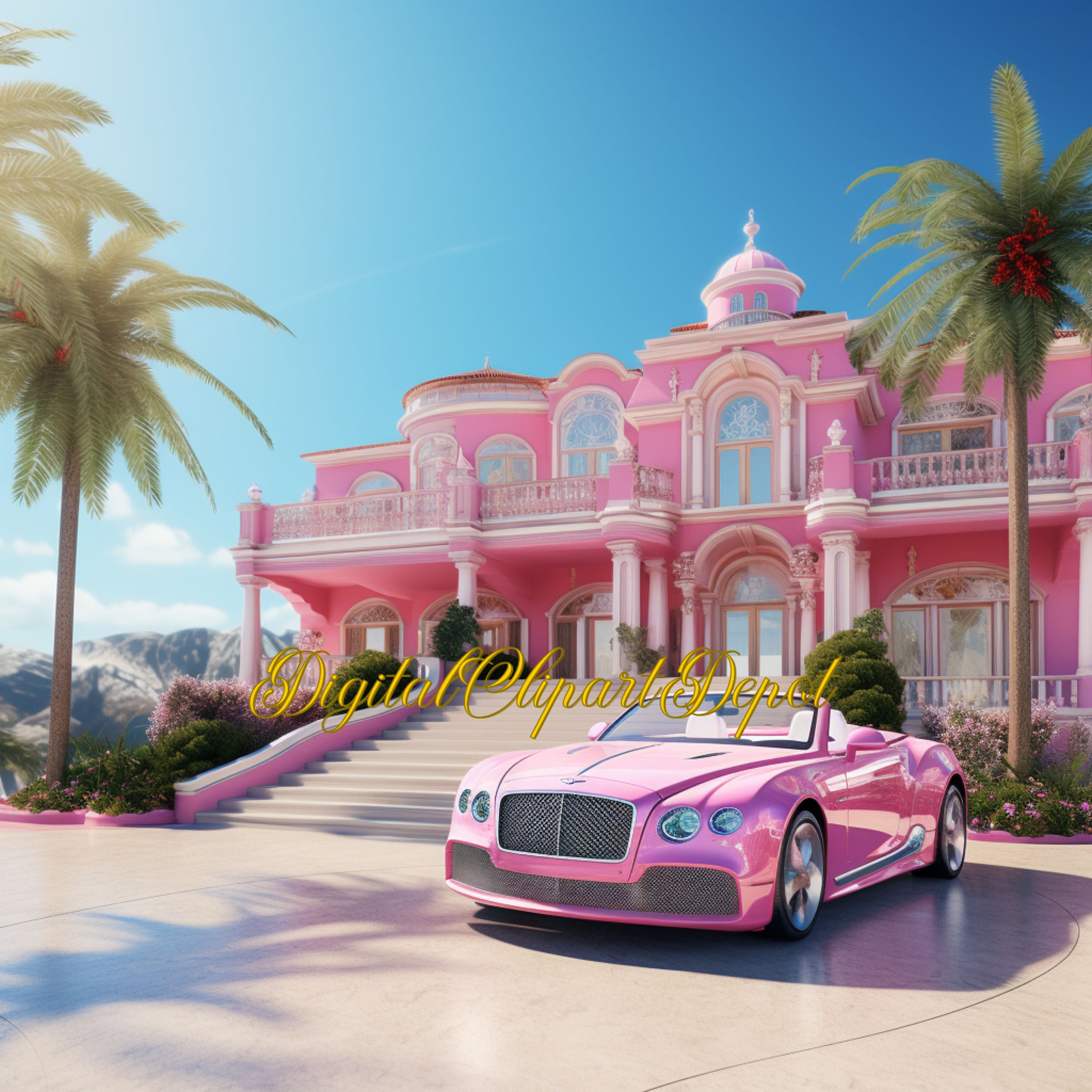 Barbie Movie Dreamhouse Backdrop Digital Backdrop Overlay Etsy Australia