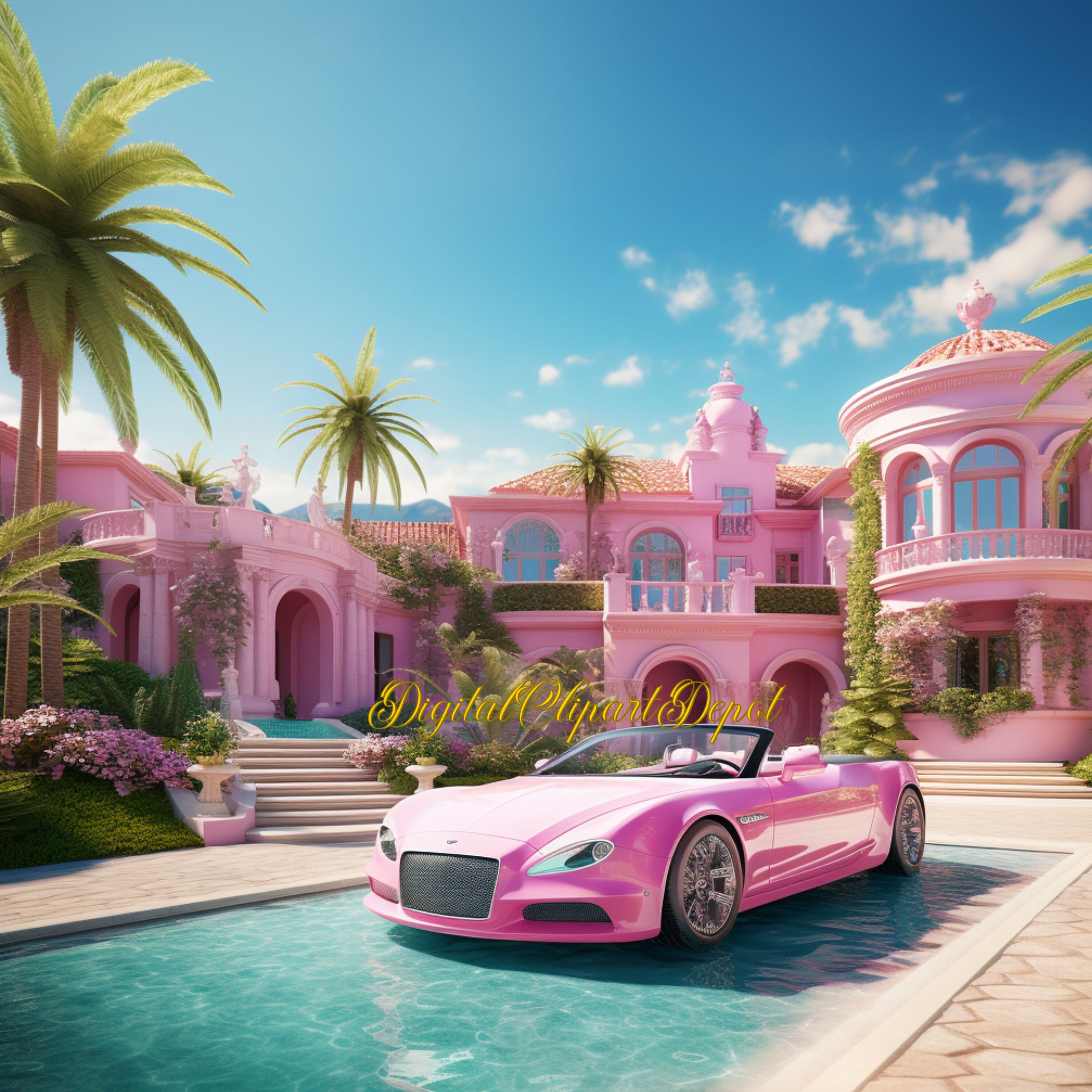 Barbie Movie Dreamhouse Backdrop Digital Backdrop Overlay Etsy Canada