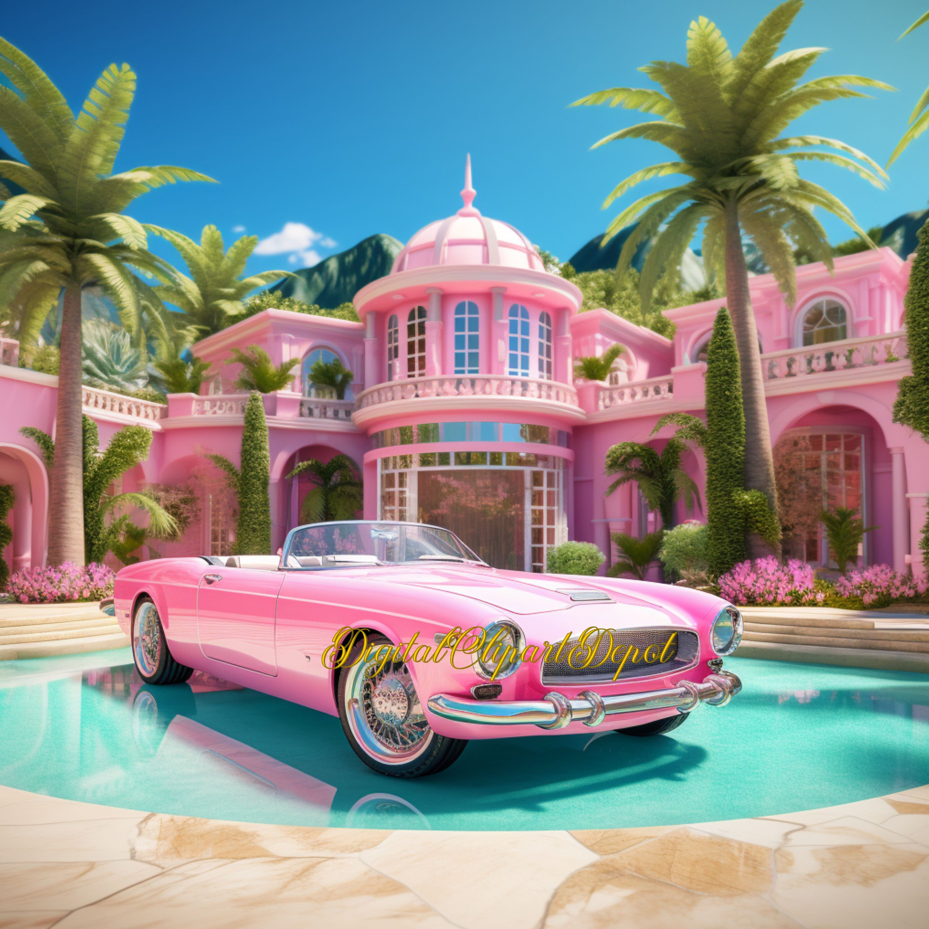 Barbie Movie Dreamhouse Backdrop Digital Backdrop Overlay Etsy Australia