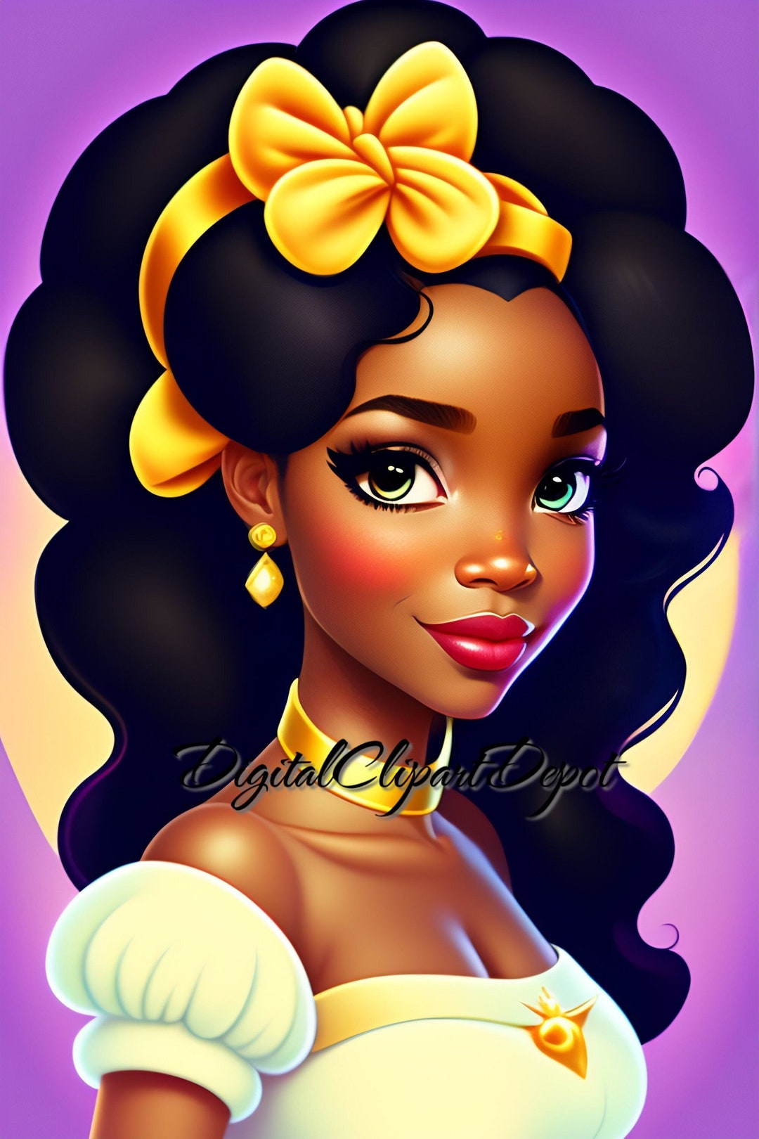 Princess Clipart African American Princess PNG Watercolor - Etsy