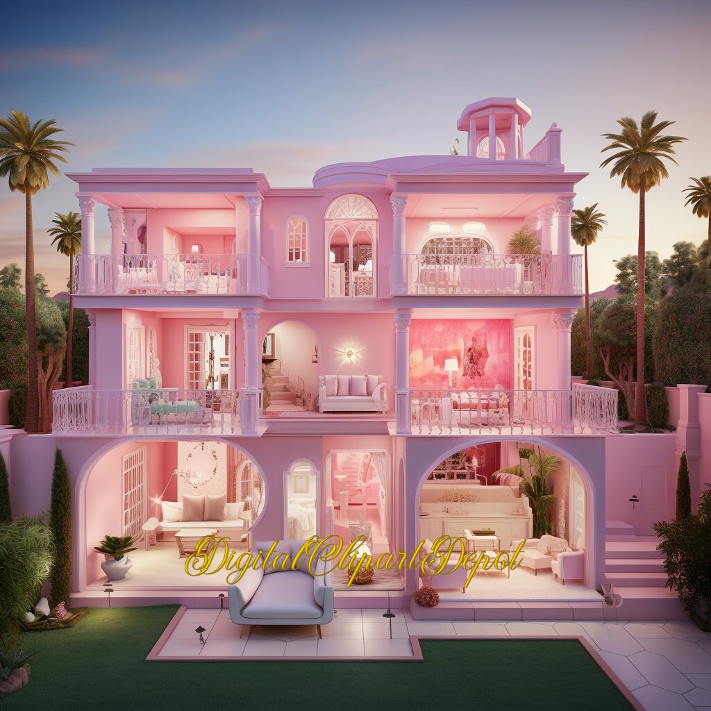 Barbie Dreamhouse Backdrop Dollhouse Barbie Digital Background Etsy