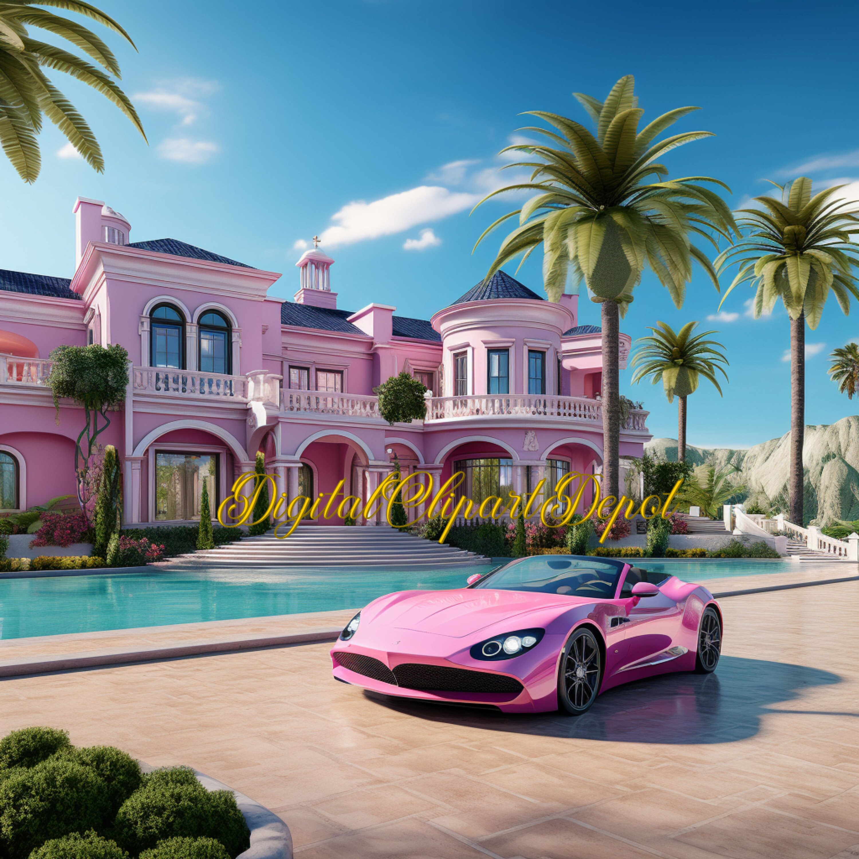 Barbie Movie Dreamhouse Backdrop Digital Backdrop Overlay Etsy Australia