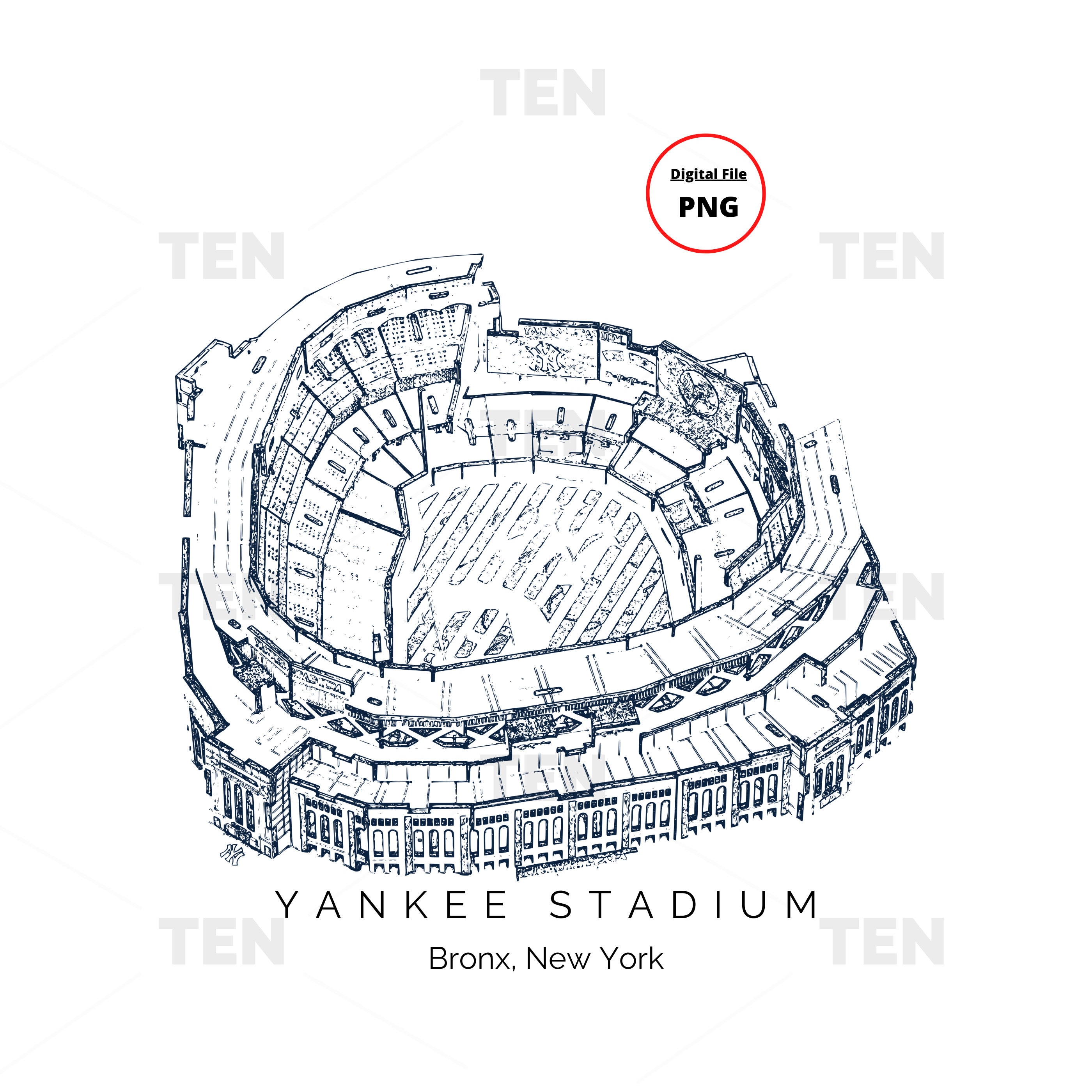 Yankee Stadium, Bronx New York, Baseball Stadiums, PNG, Sublimation,  Digital Download