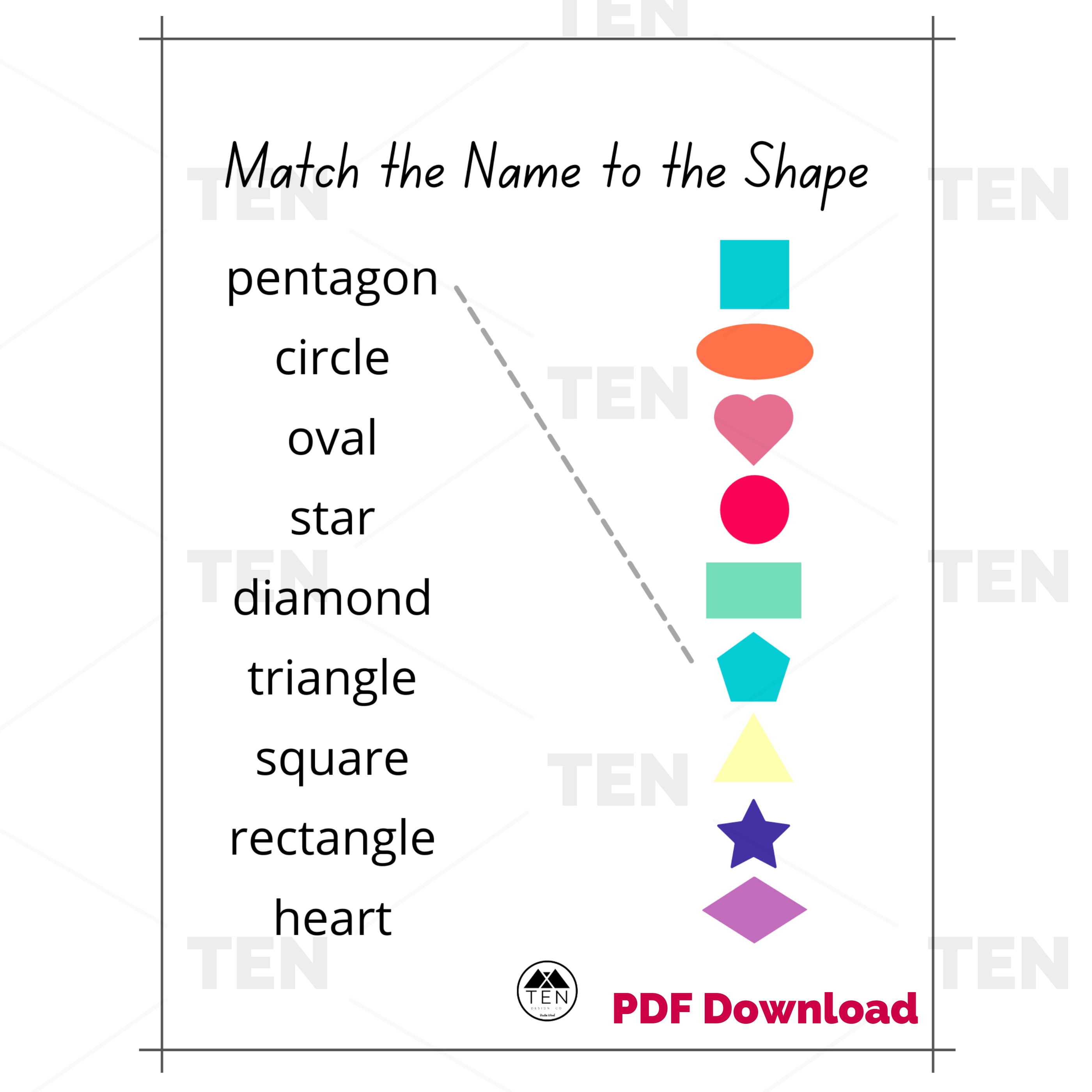 basic shapes worksheets pdf elementary worksheet download etsy